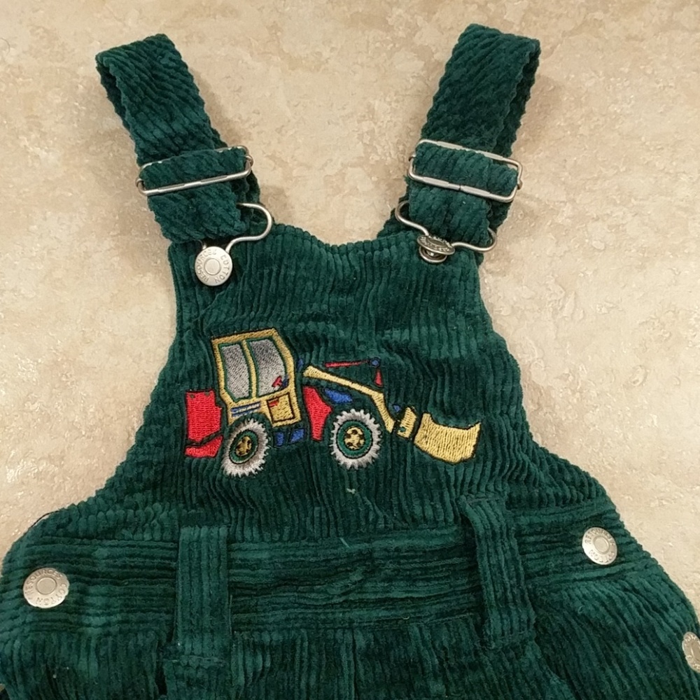 Corduroy embroidered truck overalls